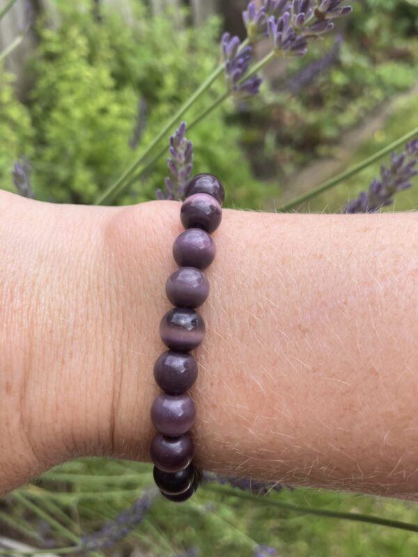 Edelsteen armband tijgeroog paars