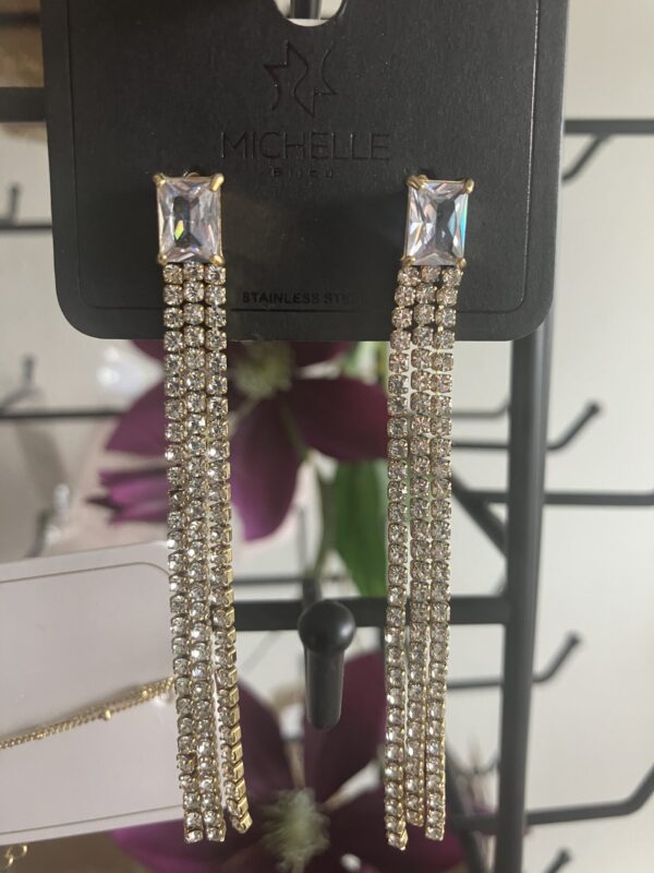 Oorbellen hangers diamant stainless steel goud